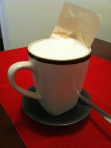 The "London Fog" - Earl Grey tea with almond milk.